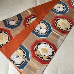 正絹 振袖用 袋帯 金色 唐花 葵唐草