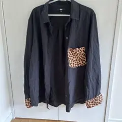 値下げ中 UNIQLO ユニクロ　シャツ 豹柄 ブラック　XL