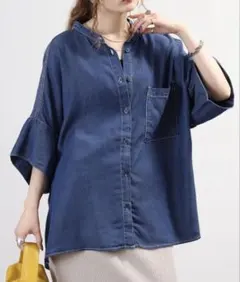 【完売品】大人気‼️貴重‼️hunch 4.5オンス　高級テンセル　デニムシャツのサムネイル