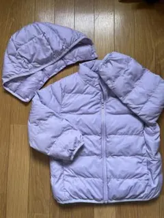 値下げ！UNIQLO 中綿コート フード付き110ラベンダー
