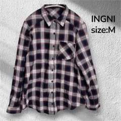 【INGNI】チェック柄 古着　イング　メンズライク　フランネルシャツ　Mサイズ