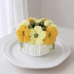 ブーケ巾着 ポーチ 花束 編み物 ハンドメイド