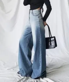 me+em select グラデーションヘビーワイドロングデニムパンツ