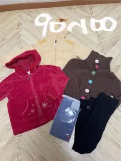 女の子　ベビー服　パーカー　ズボン　5着　秋冬未使用あり　90-100サイズ相当