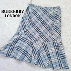 【バーバリーブルーレーベル】BURBERRYノバチェックスカート希少 水色フレア