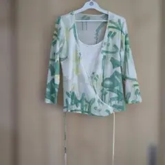 グラフィックプリント五分袖チュニック