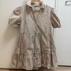 ZARA ベージュ 半袖シャツワンピース M