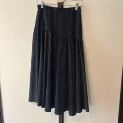 PLSTブラックドット柄フレアスカート