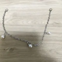 SHEINシルバー色のパール付きアクセサリー