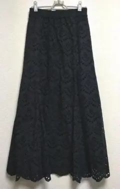 B:MING by BEAMS 刺繍レース　ブラック　フレアスカート