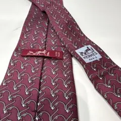HERMES エルメス 総柄 シルクネクタイ ボルド エンジ バーガンディのサムネイル