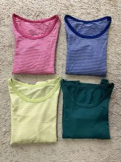 ユニクロ　ヒートテック　長袖肌着　4点セットサイズ80•90 ボーダー　インナー