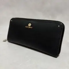 マリークワント　長財布　ラウンドファスナー　ロゴ　花柄　ブラック　黒