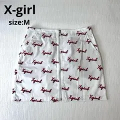 X-girl ロゴ　総柄　ミニスカート　Mサイズ　白　赤　エックスガールのサムネイル