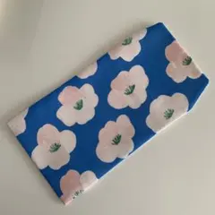 ブックカバー　文庫　ハンドメイド　ブルー　花