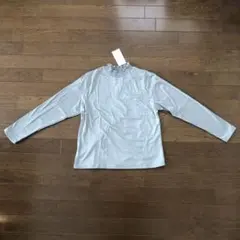 新品　ミントグリーン 起毛　フリルネック 長袖Tシャツ M-L