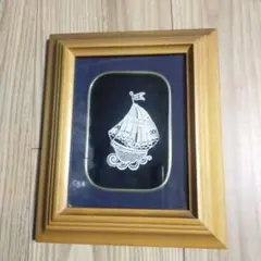 ベルギー刺繍　船の刺繍アート