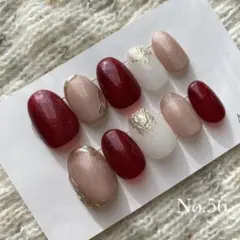 サイズオーダー ネイルチップ オフィス ミラー マグネット 赤 ベージュ 56