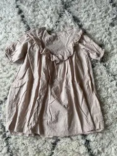 美品　ピンク フリル付き コットン ワンピース　90サイズ