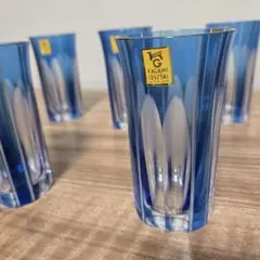 KAGAMI CRYSTAL 青色クリスタルグラス 5個セット