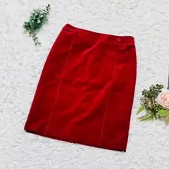 ✨️タグ付き✨️【オフオン】❣️ひざ丈タイトスカート❣️希少カラー 綿 イトキン 赤 L