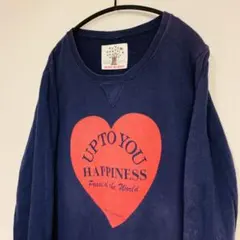 ビックプリント　ハートマーケット　スウェット　トレーナー　ネイビー【Lサイズ】