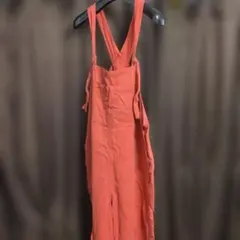 オレンジ サロペット クロスバック ワイドレッグ