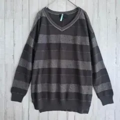 UNTITLED アンタイトル ニット ボーダー Vネック M 長袖 ウール混