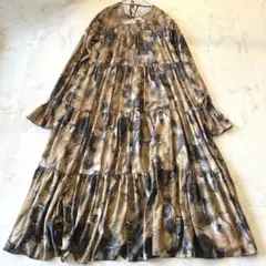美品✨eimy istoire 花柄 ティアード ワンピース　マキシ丈　ロング