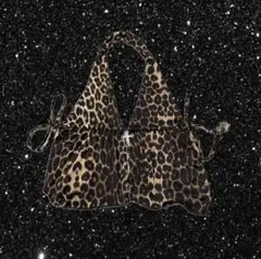 y2k 平成グランジ ギャル ヒョウ柄ノースリーブトップス 十字架 海外