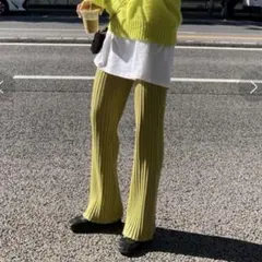 Ameri アメリ COLOR SCHEME RIB KNIT PANTS M