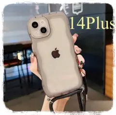 うねうね 紐 ブラック iPhone 14Plus大人気 韓国 ケータイカバー