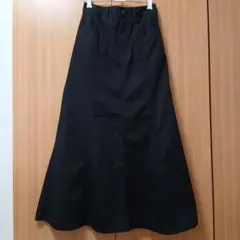 未使用 GU 黒 マーメイドロングフレアスカート 綿100％ 後ゴム