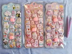 ♡おしりシール　ぷっくり　ぷにぷに　立体シール　3枚セット+ピンセット 1本