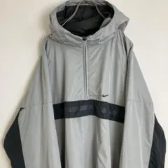Nike ナイキ☆Y2K ハーフジップナイロンジャケット グレー/ブラック