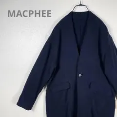 ★MACPHEE マカフィー トゥモローランド ノーカラーコート ネイビー