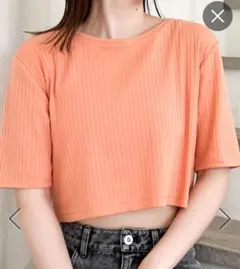 Heather ショート丈リブTシャツ オレンジ レディース　新品　ヘザーのサムネイル
