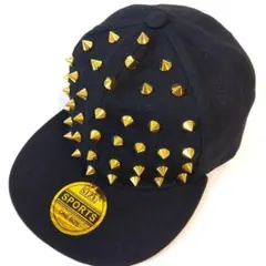 スタッズ付きブラックキャップ ワンサイズ