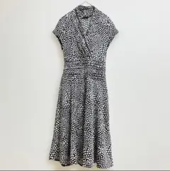 シネカノン レディース フレアワンピース 半袖 ロングワンピース ドット柄 夏のサムネイル