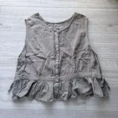 チェック柄フリルブラウス　フリル　フリンジ　ベスト　SM2 サマンサモスモス