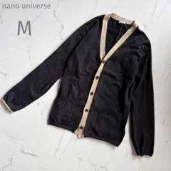 ナノユニバース【M】カーディガン♡ブラック♡バイカラー♡シンプル♡Ｖネック♡羽織