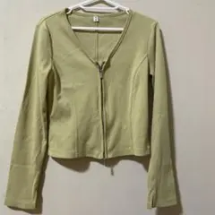 GU リブダブルジップVネックカーディガン M