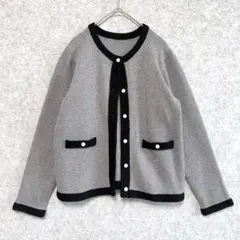 【美品】マーベラスバイピエロ 配色ライン ニットカーディガン M バイカラー