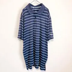 アディダス ポロシャツ 【3X】ポロ襟 半袖 ボーダー 紺 ポリ ゴルフのサムネイル