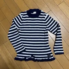 petit main ストライプ ボーダー ニット 裾フリル 130