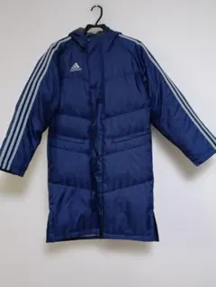 アディダス ベンチコート ロングコート 160cm ジュニア ネイビー