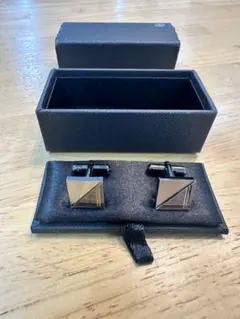 幾何学デザイン シルバー カフリンクス