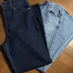 ユニクロUNIQLOワイドストレートデニム 25サイズ 2本セット