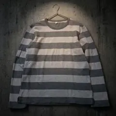 archive OLD UNIQLO 短丈　太ボーダー長袖Tシャツ y2k