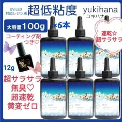 レジン液 速乾!!無臭＆永久クリア✨ユキハナ100g6本大人気コーティング剤つき